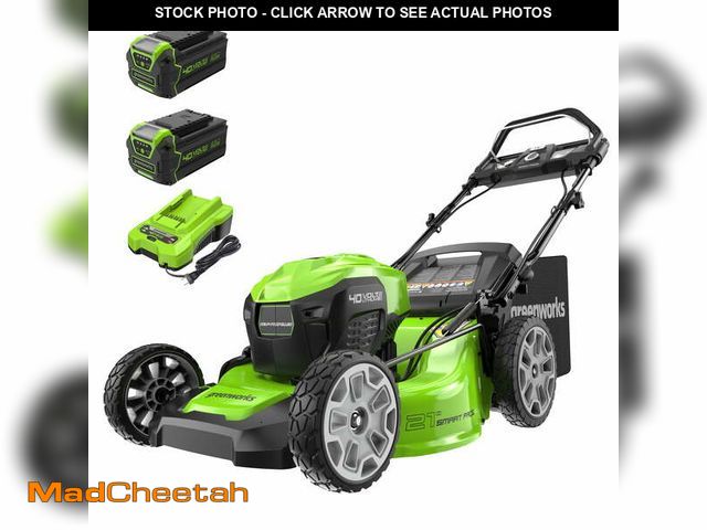 Lot 74-12564982 - Greenworks 40V 21" Brushless Self-Propelled Lawn Mower, 2 x 4Ah USB (Power Bank) Batteries and Charg...