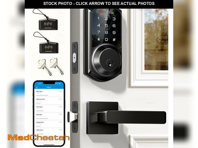 Lot 74-13549886 - Veise VE06-L Smart Locks with 2 Lever Handle Set, App Control, Keyless Entry Deadbolt for Front Door...