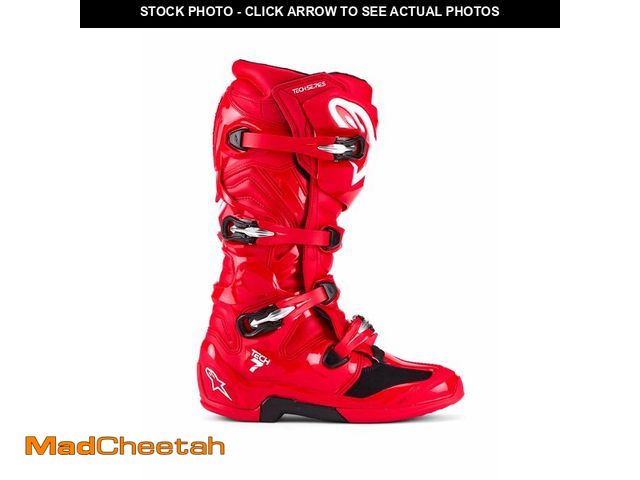 Lot 74-13637734 - Alpinestars Tech 7 Boots, High-Performance Motocross Boots, CE-Certified, 12, Bright Red - UNUSED
