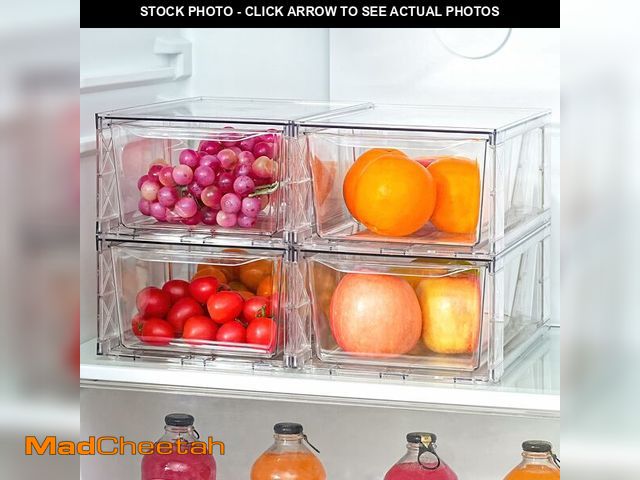 Lot 74-13948566 - Clemate 4Pack Clear Stackable Kitchen Storage Organizer,Pantry Organizers and Storage,Foods Organize...