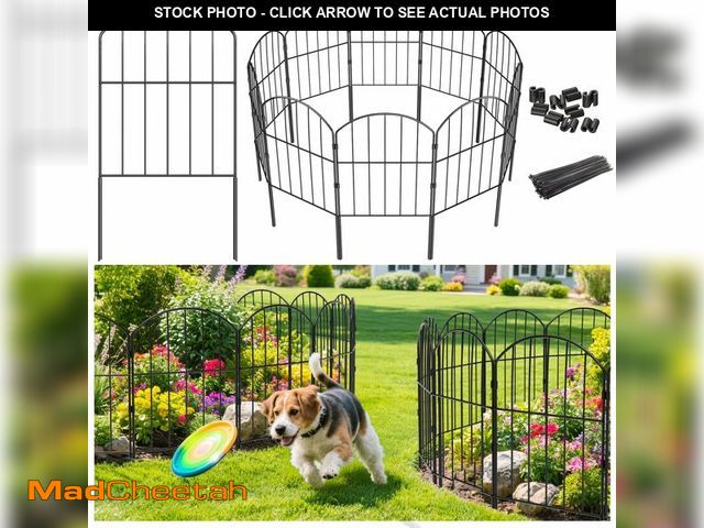 Lot 74-14273721 - VANCASTLE Decorative Garden Fence Outdoor, Total 10.5ft (L) x 24in (H), Rustproof Metal Landscape Ba...