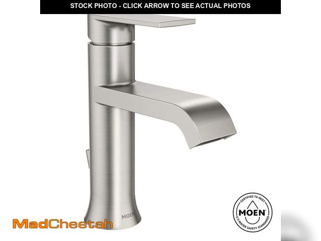 Lot 74-13002254 - MOEN Genta Single Handle Single Hole Bathroom Faucet with Drain Kit Included in Brushed Nickel - UNU...
