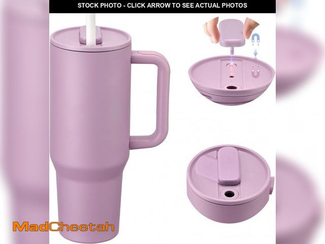 Lot 74-12330385 - Pawtong 40oz Magnetic Lid Insulated Tumbler with Handle, 360ÃÂ° Rotating &amp; Removable Cover, Lea...