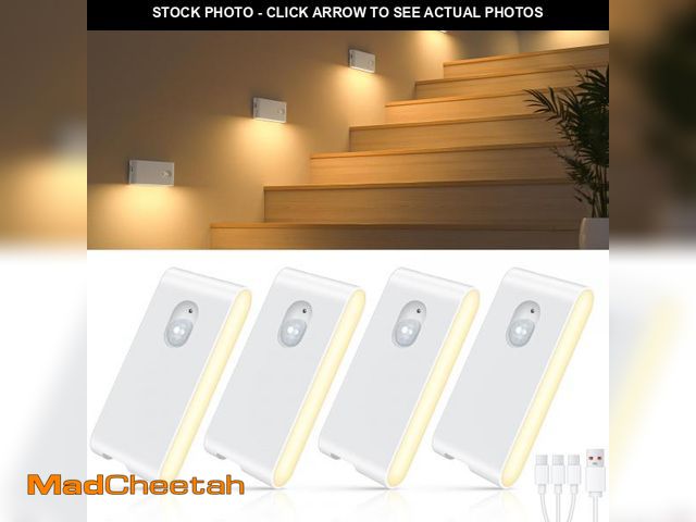 Lot 74-12315207 - WILLED Stair Lights Indoor,Warm White Rechargeable Night Light,Wireless Motion Sensor Night Light,Ba...