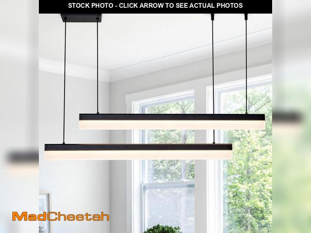Lot 74-12190573 - Loyled Modern Black LED Chandelier - Linear Pendant Light Fixtures, 2 Lights Modern Chandelier for L...