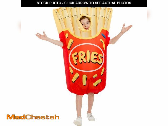 Lot 74-14270778 - One Casa Halloween Inflatable Chips Costume Kids,Blow Up Fries Suit Boys Girls (10-12YRS) - USED