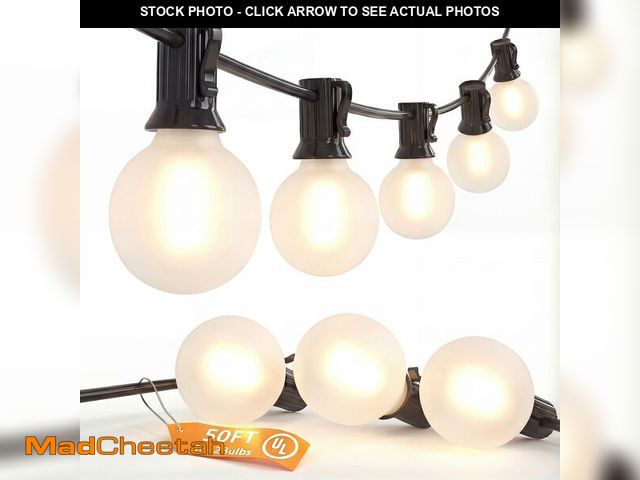 Lot 74-13954756 - SUNSGNE G40 Outdoor String Lights Waterproof, 50FT Outdoor Hanging Lights with 52 Globe Frosted Whit...