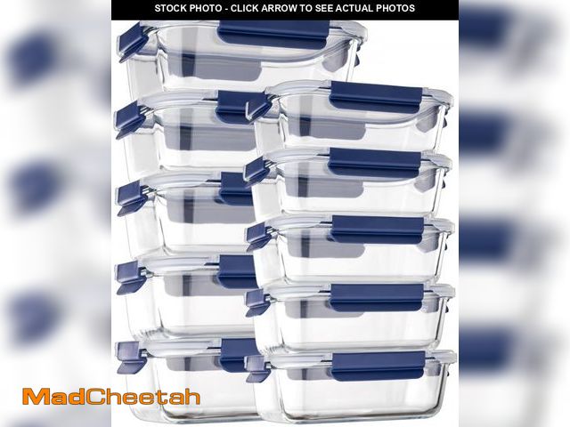 Lot 74-12324966 - Coccot Glass Food Storage Containers with Lids Airtight, 10 Pack Meal Prep Containers, Bpa-free Lid ...