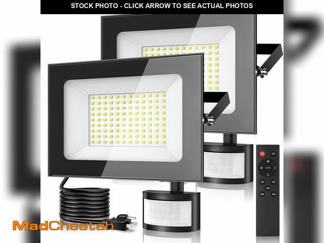 Lot 74-12704558 - papasbox 2 Pack 100w Led Motion Sensor Flood Light - 10000lm 6500k Daylight Whie Ultra Thin Security...