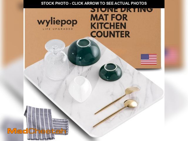 Lot 74-12052384 - Stone Drying Mat for Kitchen Counter - Diatomaceous Earth Dish Drying Stone (White Marble) - Modern ...