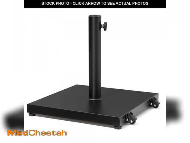 Lot 74-12517929 - Pellebant 45 lbs. Outdoor Weighted Cement Concrete Patio Umbrella Base with Wheels in Black - USED