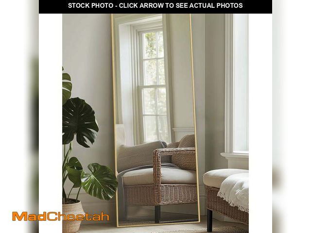 Lot 74-12548663 - Antok 59"x16" Full Length Floor Mirror Rectangle Aluminum Frame Standing Leaning Wall Mounted Gold -...