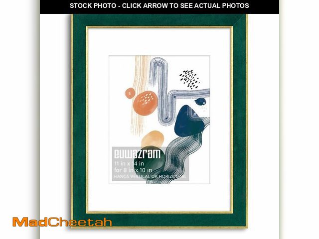 Lot 74-14380187 - euwazram Suede 11x14 Frame - Single Frame, Elegant Green 11 x 14 Poster Frame with Mat for 8x10, 11x...