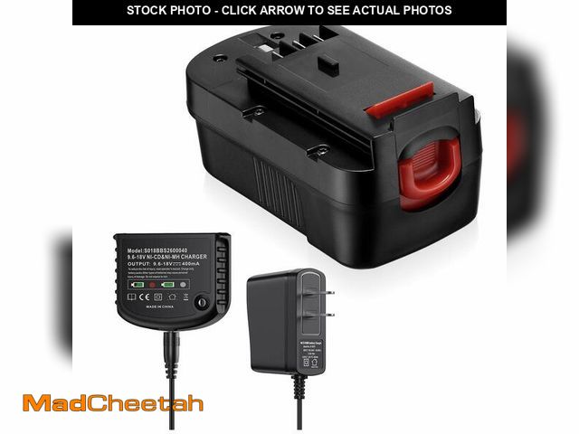 Lot 74-14301600 - Replacement Battery with Charger for Black+Decker, 4000mAh Battery Compatible with HPB18-OPE/HPB18/A...