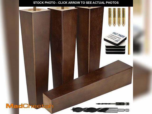 Lot 74-14423128 - Airy Abode Premium Walnut Square Furniture Legs (Full Install Kit) - Pick Your Size and Color - UNUS...