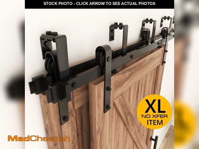 Lot 74-13074683 - ZEKOO 6.6FT Double Track Bypass Sliding Barn Door Hardware Kit for 2 Doors, Bypass Barn Door Track K...