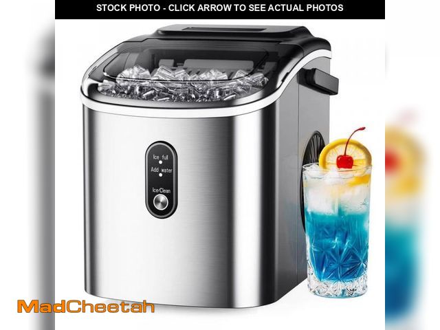 Lot 74-12518022 - SIMZLIFE 9 in. 26.5lb./24H Bullet Ice Countertop Portable Ice Maker in Silver 9 Cubes/6Mins Auto-Cle...