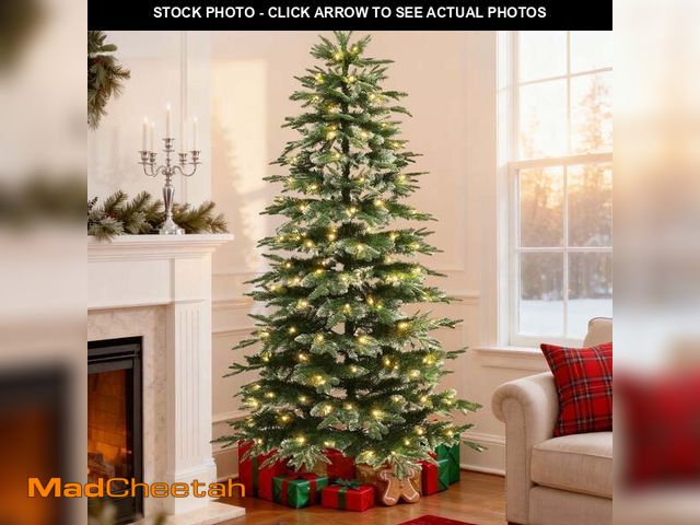 Lot 74-12888883 - Goosiay 7ft Pre-Lit Artificial Christmas Tree, with 350 LED Lights and 1249 PE &amp; PVC Mixed Snow ...