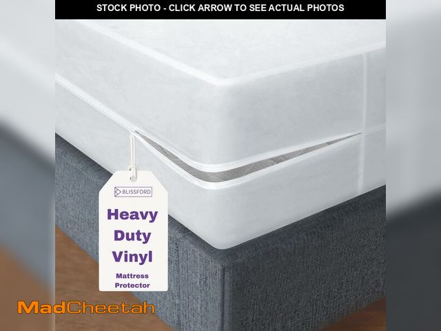 Lot 74-12710026 - BLISSFORD Plastic Mattress Protector Zippered Full, Waterproof Vinyl Mattress Cover, Heavy Duty Nois...