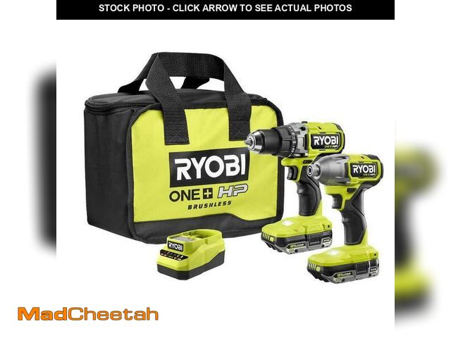 Lot 74-14246354 - RYOBI ONE+ HP 18V Brushless Cordless 2-Tool Combo Kit with (2) 2.0 Ah Batteries, Charger, and Bag - ...