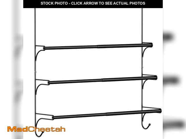 Lot 74-14144812 - Auledio Adjustable Over the Door Triple Towel Rack with Hooks,Black - UNUSED