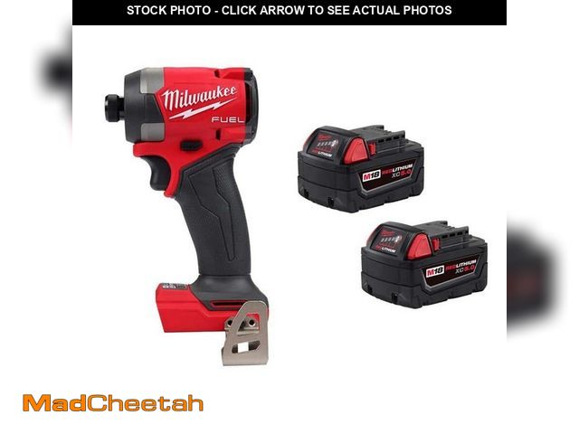 Lot 74-13646643 - Milwaukee M18 FUEL 18-Volt Lithium Ion Brushless Cordless 1/4 in. Hex Impact Driver with (2) M18 5.0...