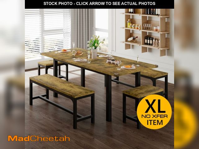 Lot 74-12571734 - (MISSING HARDWARE)Feonase 5-Piece Dining Table for 4-8 People, 63" Extendable Kitchen Table Set with...
