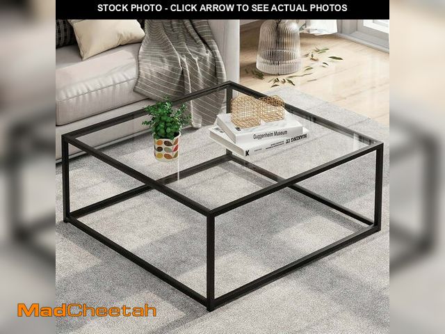 Lot 74-12799761 - Glass Coffee Table, Small Square Coffee Table for Living Room,Simple Modern Center Tables for Small ...
