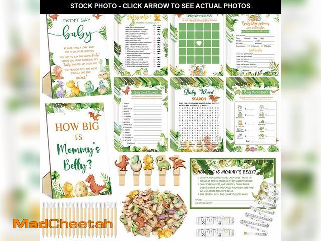 Lot 74-13625043 - Funnymoom 426 Pcs Dinosaur Baby Shower Games Set-8 Games, Includes Baby Shower Bingo, Price Is Right...