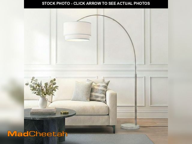 Lot 74-13697867 - Brightech Mason Arc Floor Lamp - Modern Corner Standing Lamp with Unique Hanging Drum Lamp Shade for...