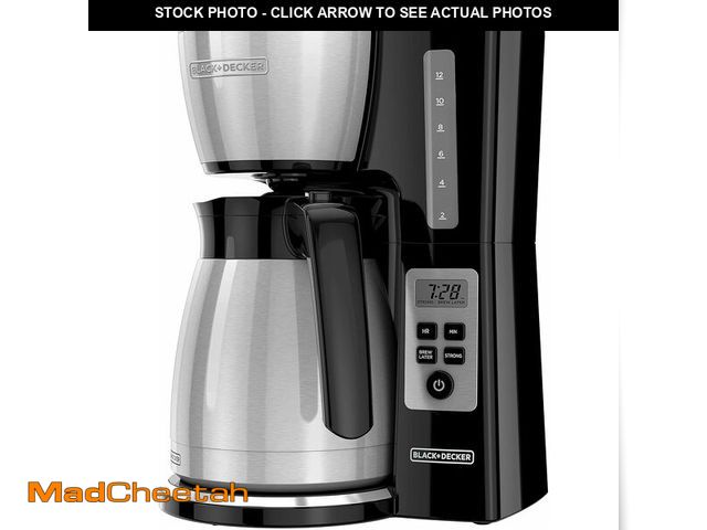 Lot 74-13709264 - BLACK+DECKER 12 Cup Thermal Programmable Coffee Maker with Brew Strength and VORTEX Technology, Blac...