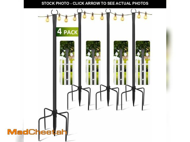 Lot 74-14382639 - LRYXEG String Light Poles for Outside 4 Pack, 10ft Metal Outdoor String Light Poles for Deck - Ideal...