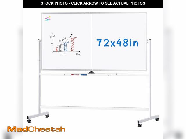 Lot 74-12569211 - maxtek Rolling Whiteboard, 72x48 Large Double-Sided White Board Dry Erase on Wheels, Giant Magnetic ...