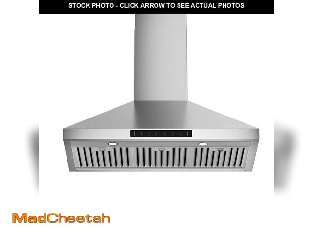 Lot 74-12664014 - VIKIO 36 in. 900 CFM Convertible Wall Mount Range Hood in Stainless Steel with Charcoal Filters, Dig...
