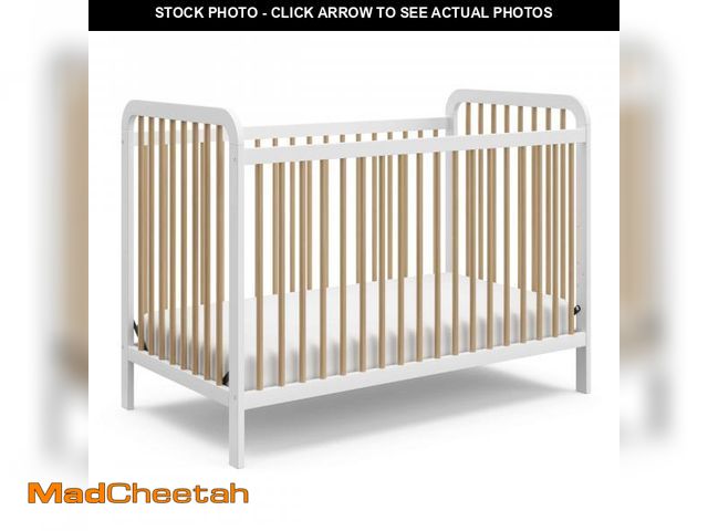 Lot 74-12225519 - Storkcraft Pasadena 3-in-1 Convertible Crib - White with Driftwood - UNUSED