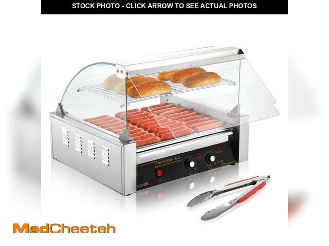 Lot 74-14358239 - VEVOR Hot Dog Roller 11 Rollers 30 Hot Dogs Capacity Stainless Sausage Grill Cooker Machine, ETL Cer...