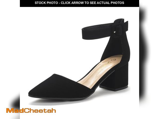Lot 74-12305776 - DREAM PAIRS Womens Low Heel Pump Shoes, Black/Nubuck - 5.5 (Annee) - UNUSED