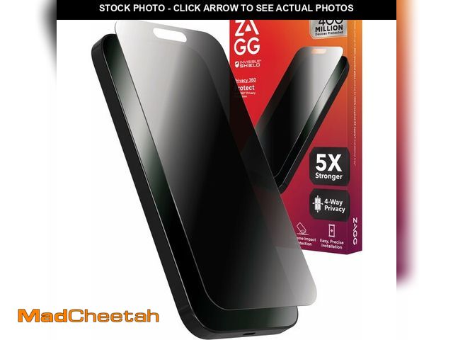 Lot 74-13632340 - ZAGG Glass Elite Privacy iPhone 15 Screen Protector - 5X Stronger with Reinforced Edges, 2-Way Priva...