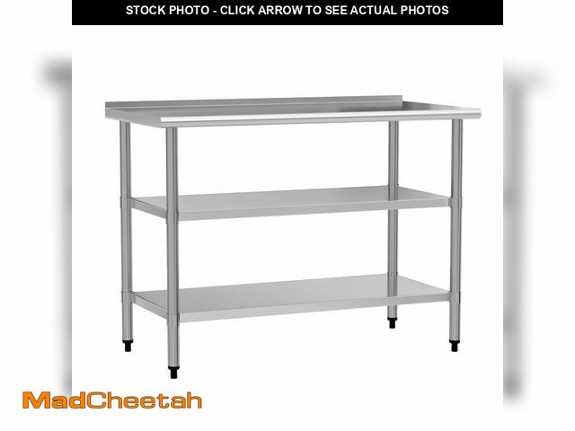 Lot 74-12568609 - *SEE DETAILS* Chingoo Stainless Steel Work Table 24x60 Inch with 2 Adjustable Undershelves &amp; Bac...