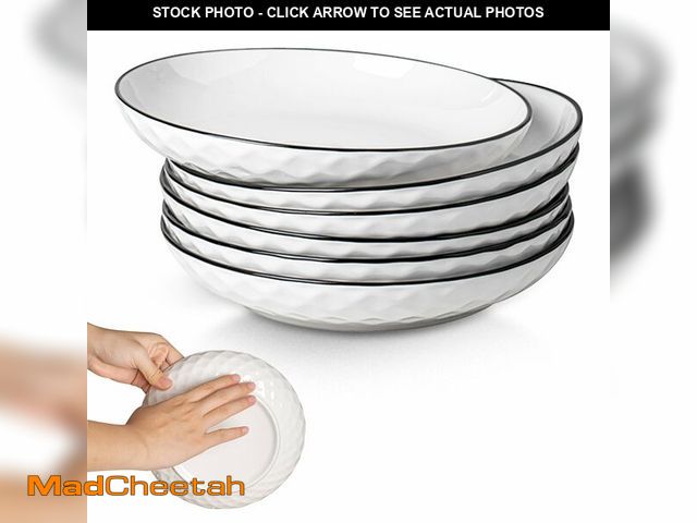 Lot 74-12707662 - Yeacccng Pasta Bowls Set of 6, White Cereal Bowls Set of 6, 24oz Ceramic Salad Bowls, Lead-Free, 8 I...