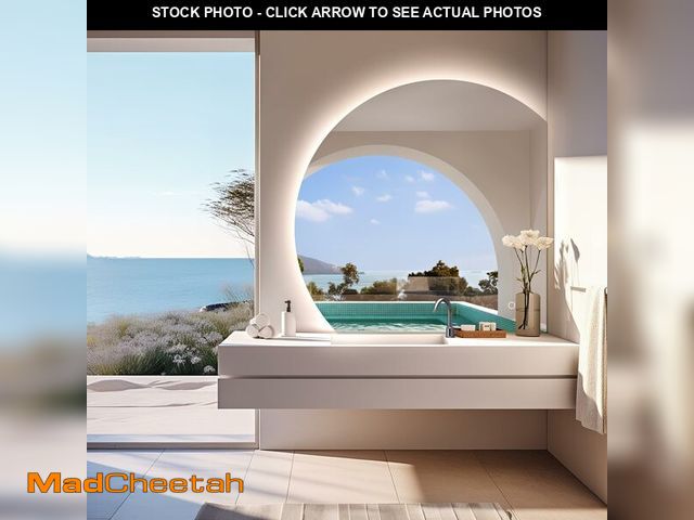 Lot 74-12821341 - TheiaMo Half Moon Led Mirror for Bathroom, Semicircl Backlit Frameless Vanity Mirror with Lights,Dim...