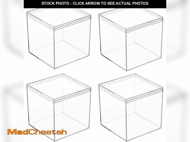 Lot 74-12718269 - Umoonfine 4 Pack Clear Acrylic Boxes, 5.9 x 5.9 x 5.9 Inches Acrylic Containers Square Cube with Lid...
