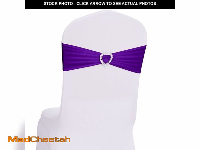 Lot 74-14268325 - Howhic Pack of 120 Spandex Chair Sashes Bows Stretch Chair Cover Band with Buckle Slider Universal E...