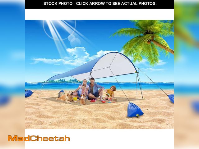 Lot 74-12678442 - Beach Tent UPF50+ Sun Shade Canopy Angle Adjustable, Portable Beach Tent Sun Shelter with Ground Peg...