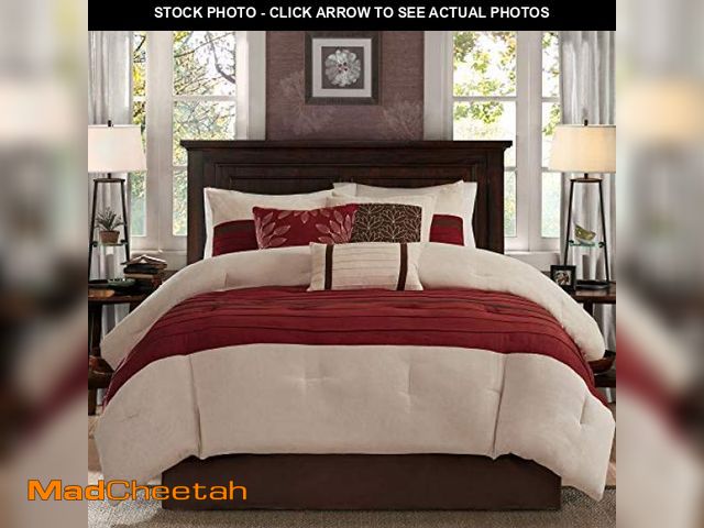Lot 74-12399936 - Madison Park Palmer Comforter Set-Luxury Faux Suede Design, Striped Accent, All Season Down Alternat...