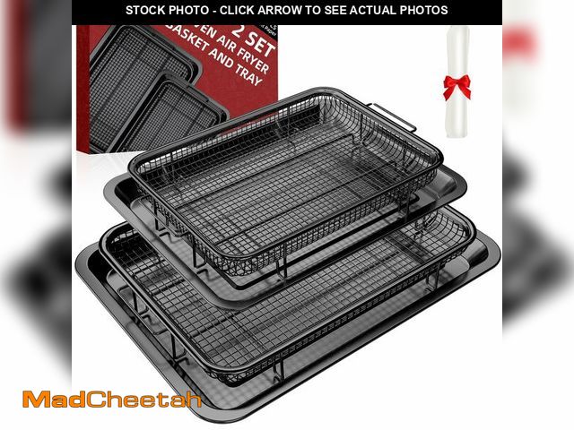 Lot 74-12600099 - Air Fryer Basket, 2 Set Oven Air Fryer Basket and Tray with 60 PCS Parchment Papers, DEGOVIN Crisper...