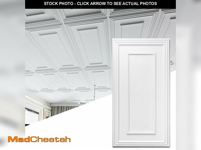 Lot 74-13697711 - Art3d Drop Ceiling Tiles, 24x48in. White (12-Pack), Polyvinyl Chloride (PVC), Glue Down - UNUSED