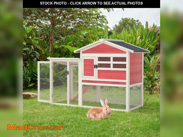 Lot 74-12802492 - GOJOOASIS Rabbit Hutch Indoor, Chicken Coop Outdoor with Waterproof Roof &amp; Running Cage Large Bu...