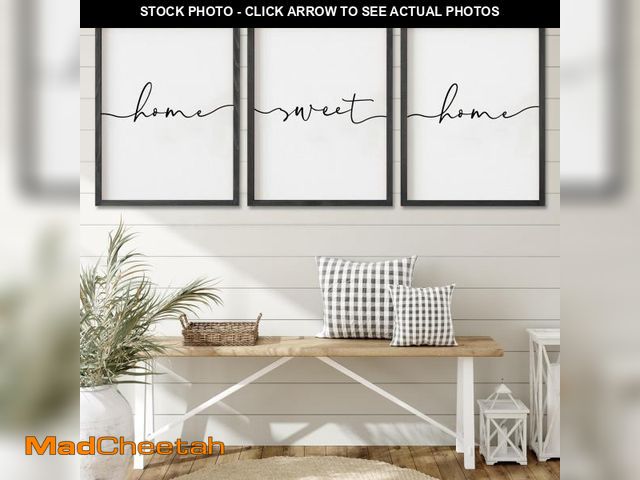 Lot 74-12307650 - Heiple Set of 3 Framed Farmhouse Home Sweet Home Sign Above Bed Wall Decor for Bedroom Decor Wall Ar...