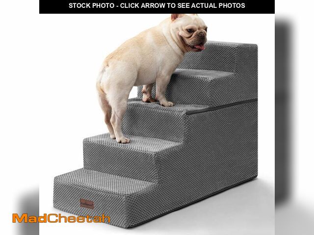 Lot 74-13778453 - Dog Stairs for High Bed 22.6" H,5-Step Dog Steps for Small Dogs and Cats,Indoor Non-Slip Balanced Pe...